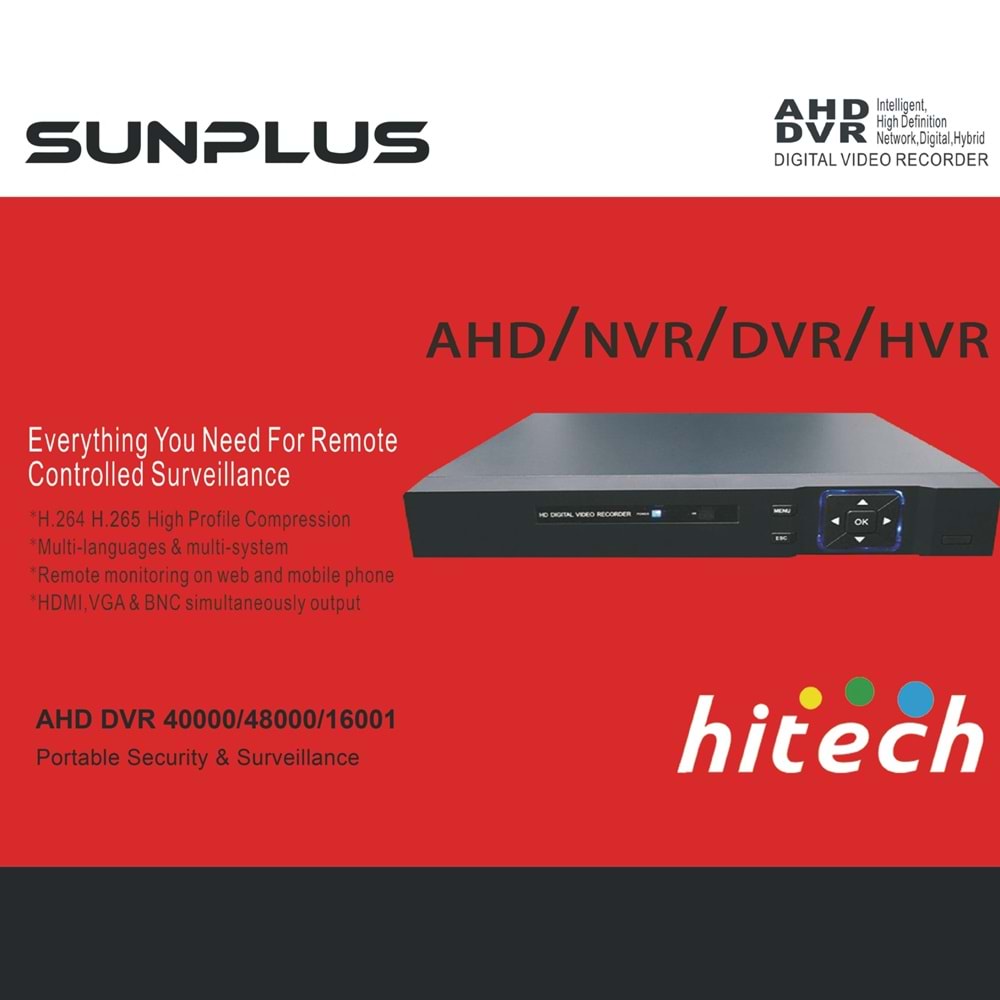 Sunplus AHDDVR-4200 4Ch Görüntü 1080P 1Ch Ses Ahd Dvr Kayıt Cihazı