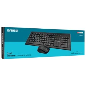 Everest KM-9675 Siyah Kablosuz 1600dpi Q Standart Klavye + Mouse Set
