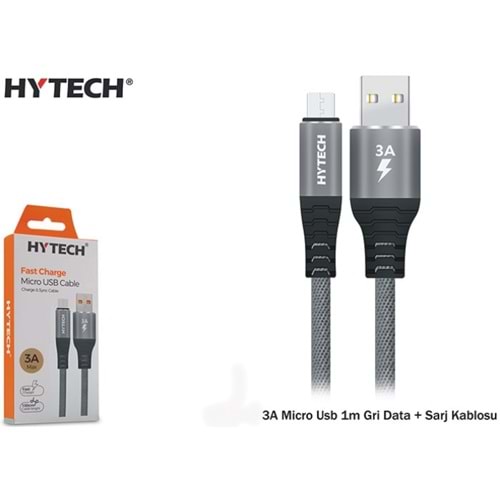 Hytech HY-X2103M 3A Micro Usb 3m Gri Data + Sarj Kablosu