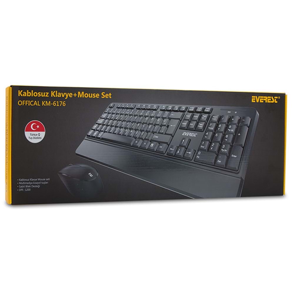 Everest KM-6176 OFFICAL Siyah Kablosuz Combo Q Multimedia Klavye + Mouse Set