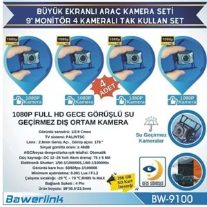 Bawerlink BW-9100 9 İnç Kayıtlı Monitor 4/1 4 Adet Ahd Kamere Hediye