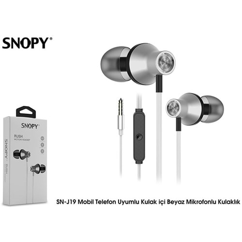 Snopy SN-J19 Mobil Telefon Uyumlu Kulak içi Beyaz Mikrofonlu Kulaklık