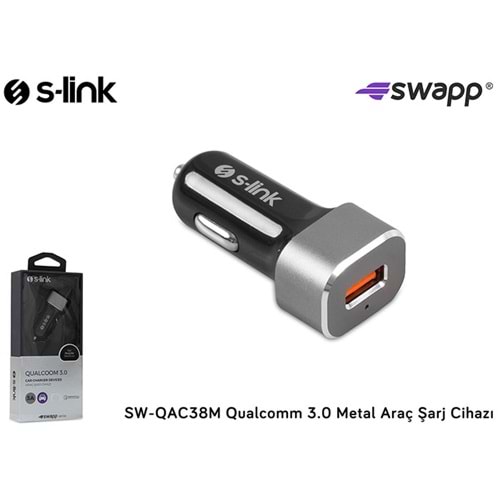 S-link Swapp SW-QAC38M Qualcomm 3.0 Metal Araç Şarj Cihazı