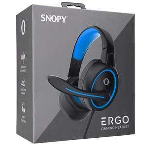 Snopy SN-GX1 ERGO Siyah/Mavi 3,5mm Gaming Oyuncu Mikrofonlu Kulaklık